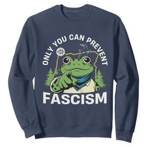 Only You Can Prevent Fascism Portland Frog Sweatshirt Resist Protest Scenic Edition TS02 Navy Print Your Wear