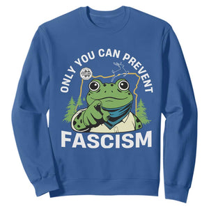 Only You Can Prevent Fascism Portland Frog Sweatshirt Resist Protest Scenic Edition TS02 Royal Blue Print Your Wear