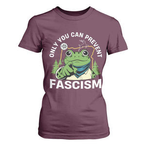 Only You Can Prevent Fascism Portland Frog T Shirt For Women Resist Protest Scenic Edition TS02 Maroon Print Your Wear