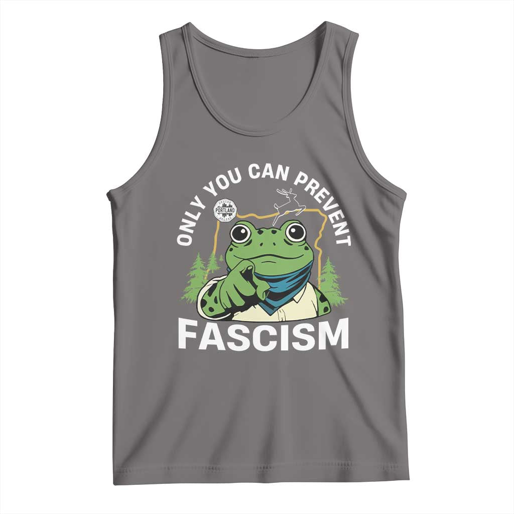 Only You Can Prevent Fascism Portland Frog Tank Top Resist Protest Scenic Edition TS02 Deep Heather Print Your Wear