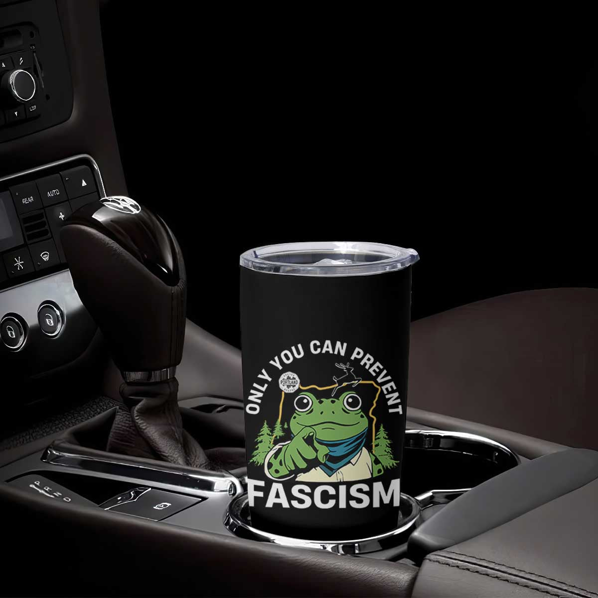 Only You Can Prevent Fascism Portland Frog Tumbler Cup Resist Protest Scenic Edition TS02 Print Your Wear