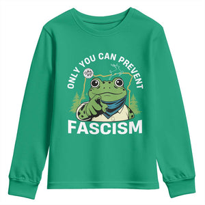Only You Can Prevent Fascism Portland Frog Youth Sweatshirt Resist Protest Scenic Edition TS02 Irish Green Print Your Wear