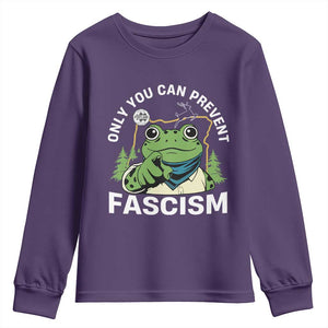 Only You Can Prevent Fascism Portland Frog Youth Sweatshirt Resist Protest Scenic Edition TS02 Purple Print Your Wear