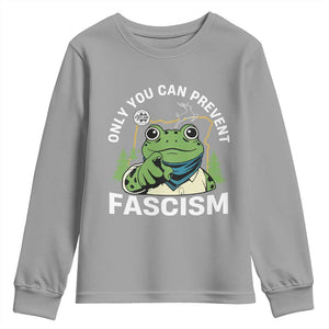 Only You Can Prevent Fascism Portland Frog Youth Sweatshirt Resist Protest Scenic Edition TS02 Sport Gray Print Your Wear