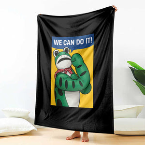 We Can Do It Rosie Frog Throw Blanket Resist Protest Parody Feminist Retro Poster - Print Your Wear