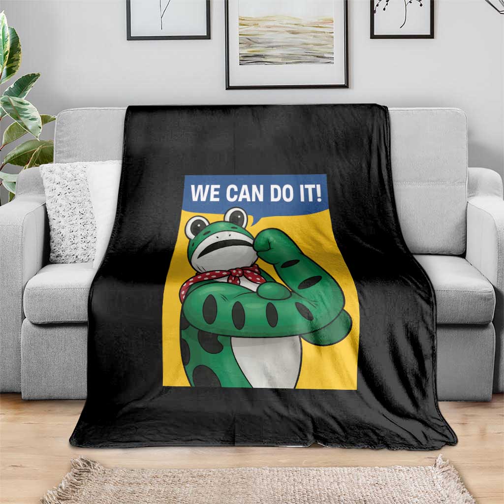 We Can Do It Rosie Frog Throw Blanket Resist Protest Parody Feminist Retro Poster TS02 Print Your Wear