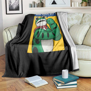 We Can Do It Rosie Frog Throw Blanket Resist Protest Parody Feminist Retro Poster - Print Your Wear