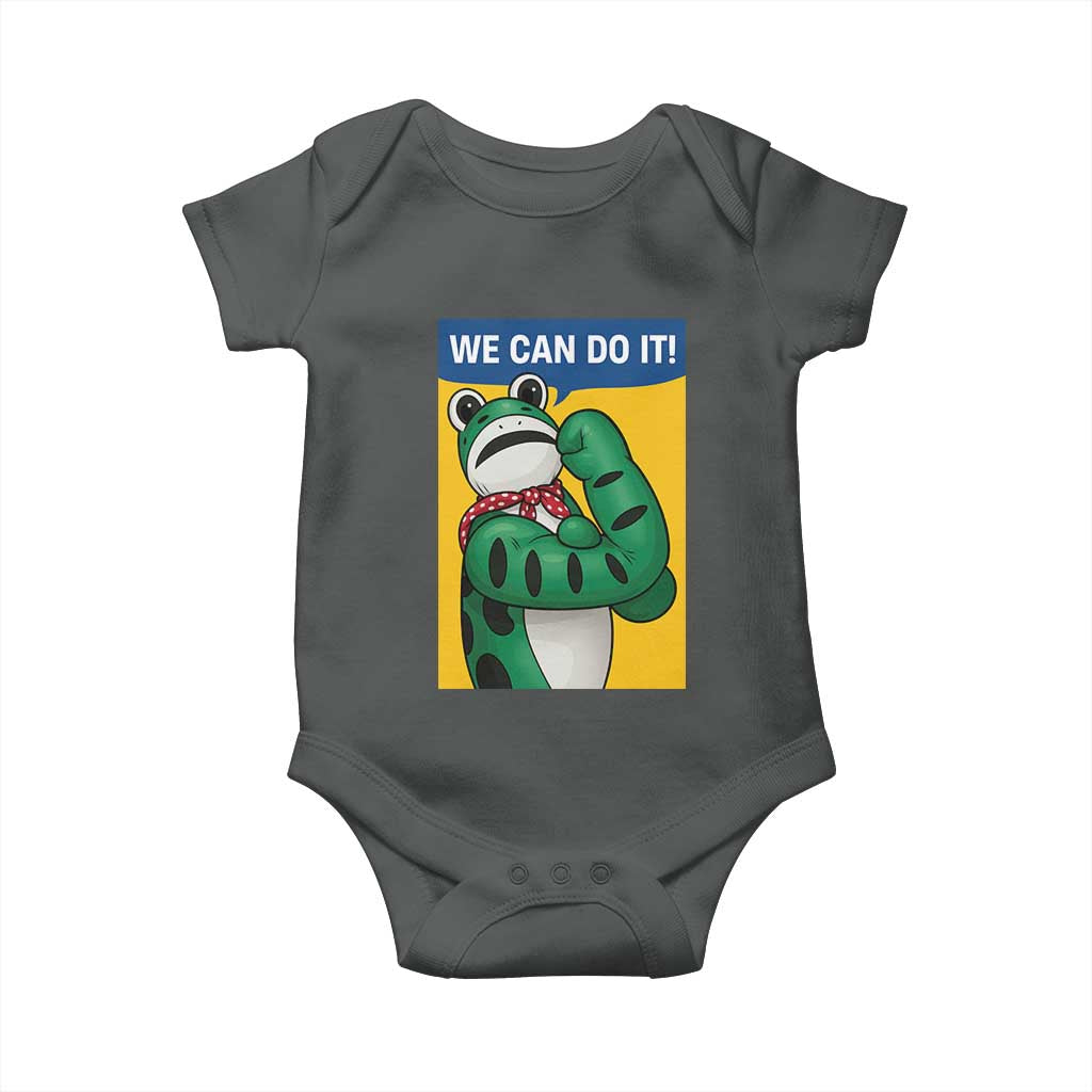 We Can Do It Rosie Frog Baby Onesie Resist Protest Parody Feminist Retro Poster TS02 Dark Heather Print Your Wear