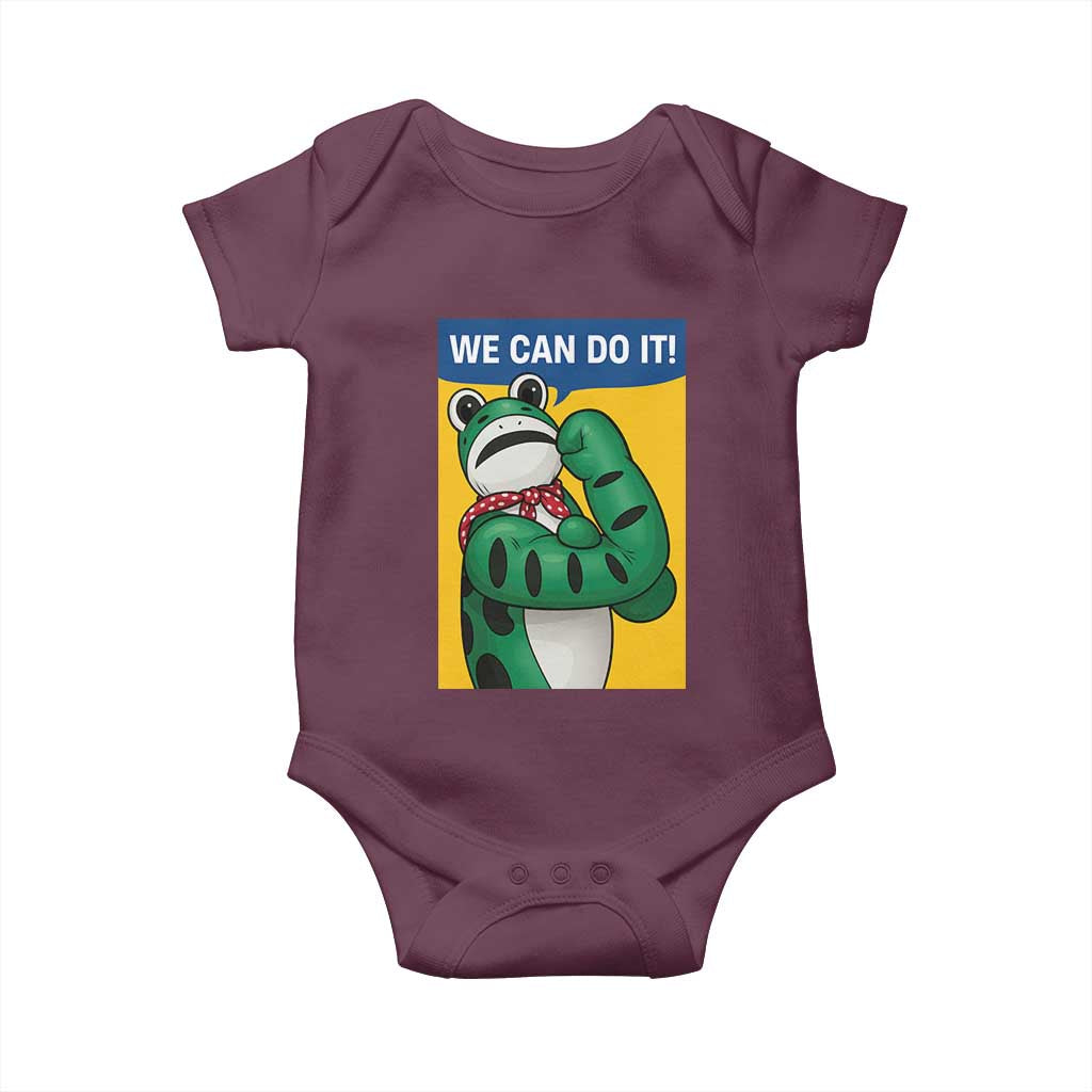 We Can Do It Rosie Frog Baby Onesie Resist Protest Parody Feminist Retro Poster TS02 Maroon Print Your Wear