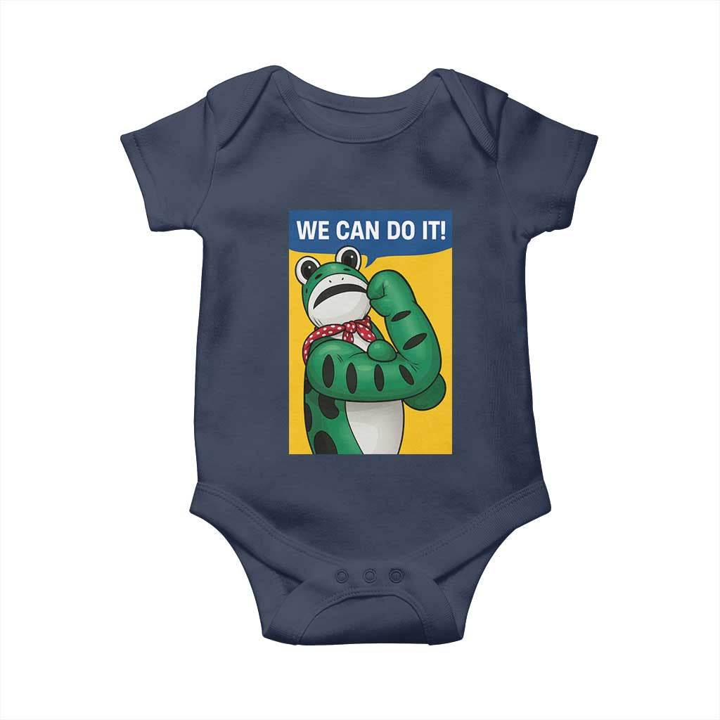 We Can Do It Rosie Frog Baby Onesie Resist Protest Parody Feminist Retro Poster TS02 Navy Print Your Wear