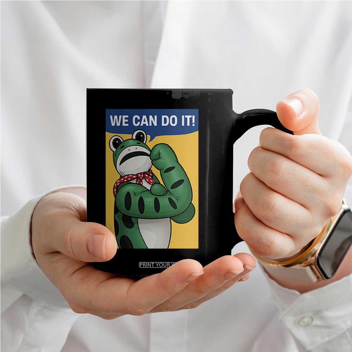 We Can Do It Rosie Frog Coffee Mug Resist Protest Parody Feminist Retro Poster - Print Your Wear