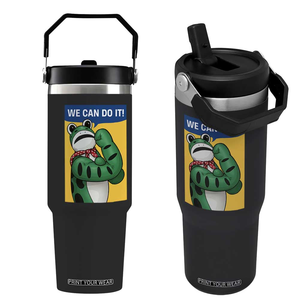 We Can Do It Rosie Frog Flip Straw Tumbler Resist Protest Parody Feminist Retro Poster TS02 One Size: 30 oz Black Print Your Wear
