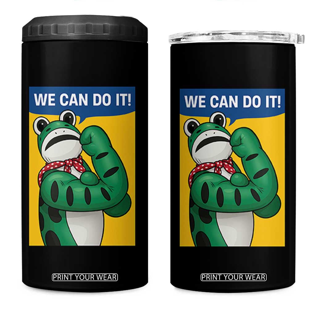 We Can Do It Rosie Frog 4 in 1 Can Cooler Tumbler Resist Protest Parody Feminist Retro Poster TS02 One Size: 16 oz Black Print Your Wear