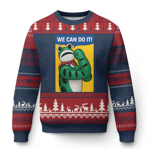We Can Do It Rosie Frog Ugly Christmas Sweater Resist Protest Parody Feminist Retro Poster TS02 Navy Red Print Your Wear