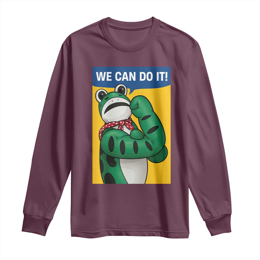We Can Do It Rosie Frog Long Sleeve Shirt Resist Protest Parody Feminist Retro Poster TS02 Maroon Print Your Wear