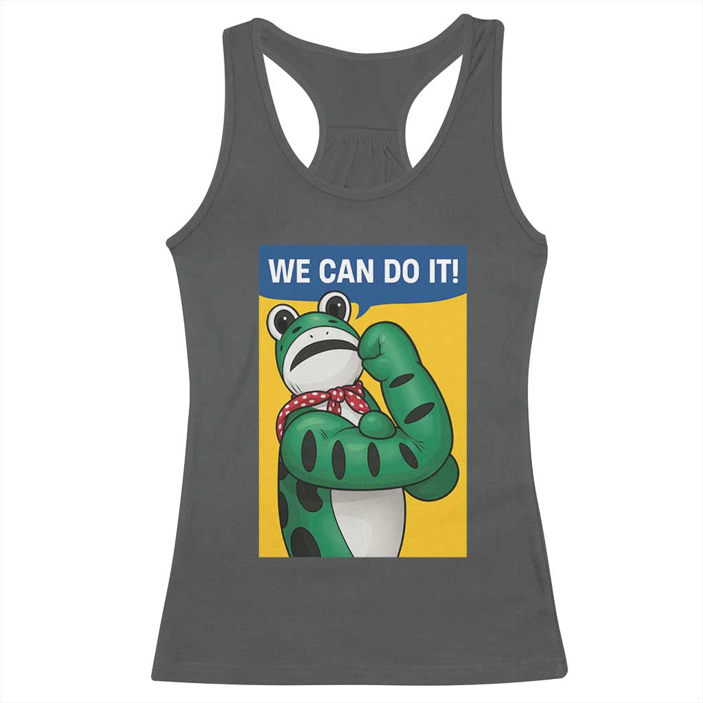 We Can Do It Rosie Frog Racerback Tank Top Resist Protest Parody Feminist Retro Poster TS02 Dark Heather Print Your Wear
