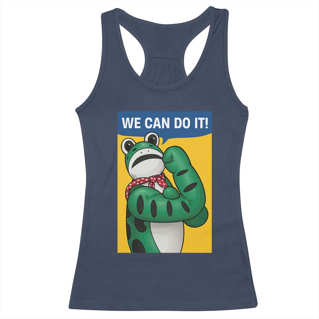 We Can Do It Rosie Frog Racerback Tank Top Resist Protest Parody Feminist Retro Poster TS02 Navy Print Your Wear
