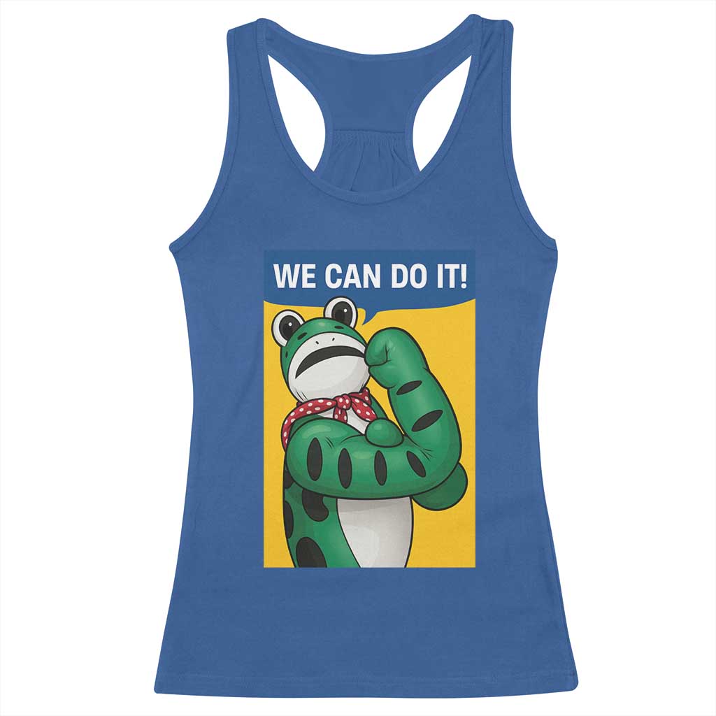 We Can Do It Rosie Frog Racerback Tank Top Resist Protest Parody Feminist Retro Poster TS02 Royal Blue Print Your Wear