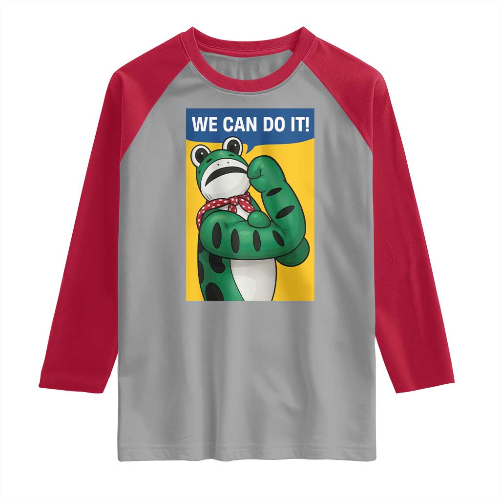 We Can Do It Rosie Frog Raglan Shirt Resist Protest Parody Feminist Retro Poster TS02 Sport Gray Red Print Your Wear