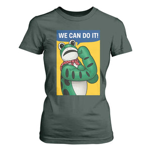 We Can Do It Rosie Frog T Shirt For Women Resist Protest Parody Feminist Retro Poster TS02 Dark Forest Green Print Your Wear
