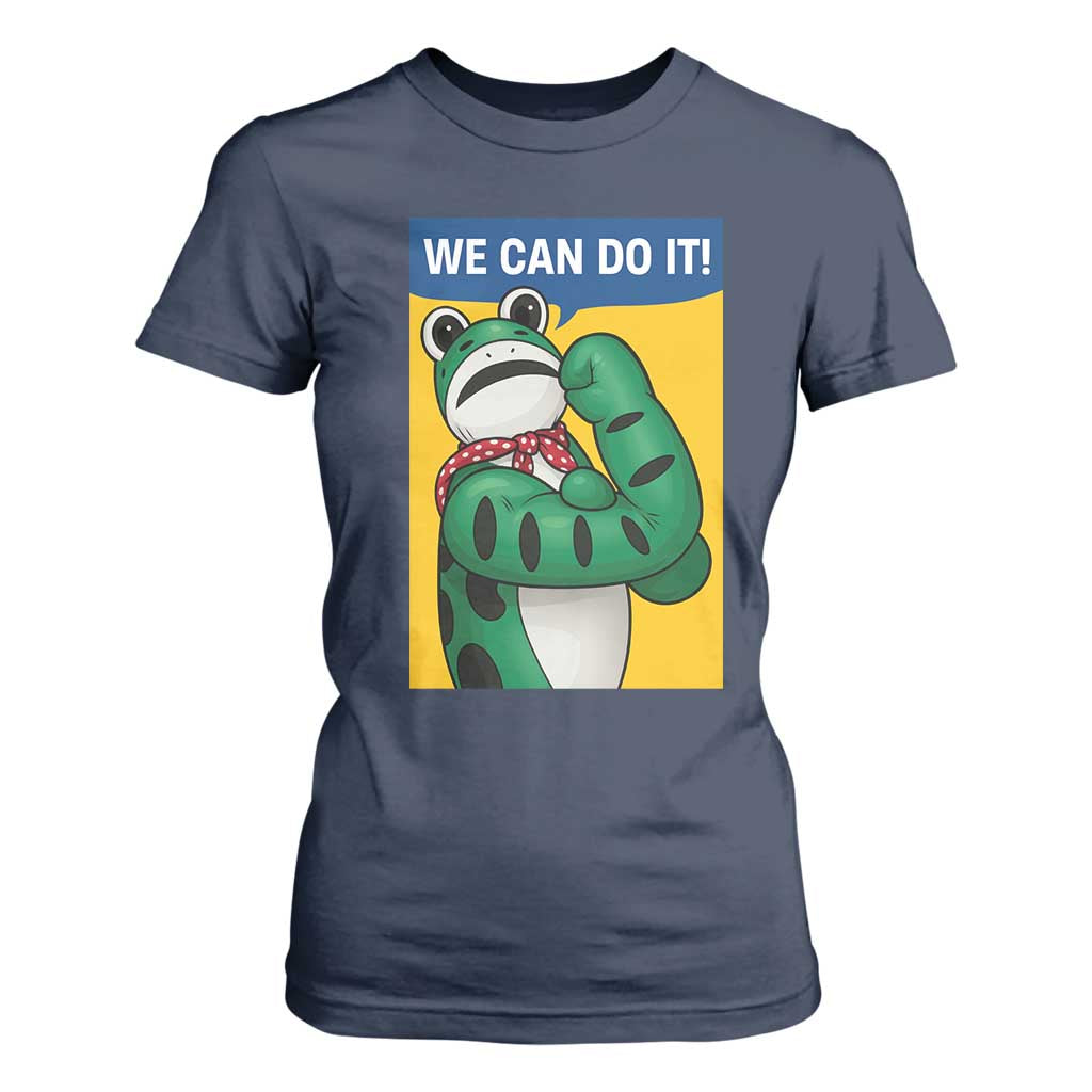 We Can Do It Rosie Frog T Shirt For Women Resist Protest Parody Feminist Retro Poster TS02 Navy Print Your Wear