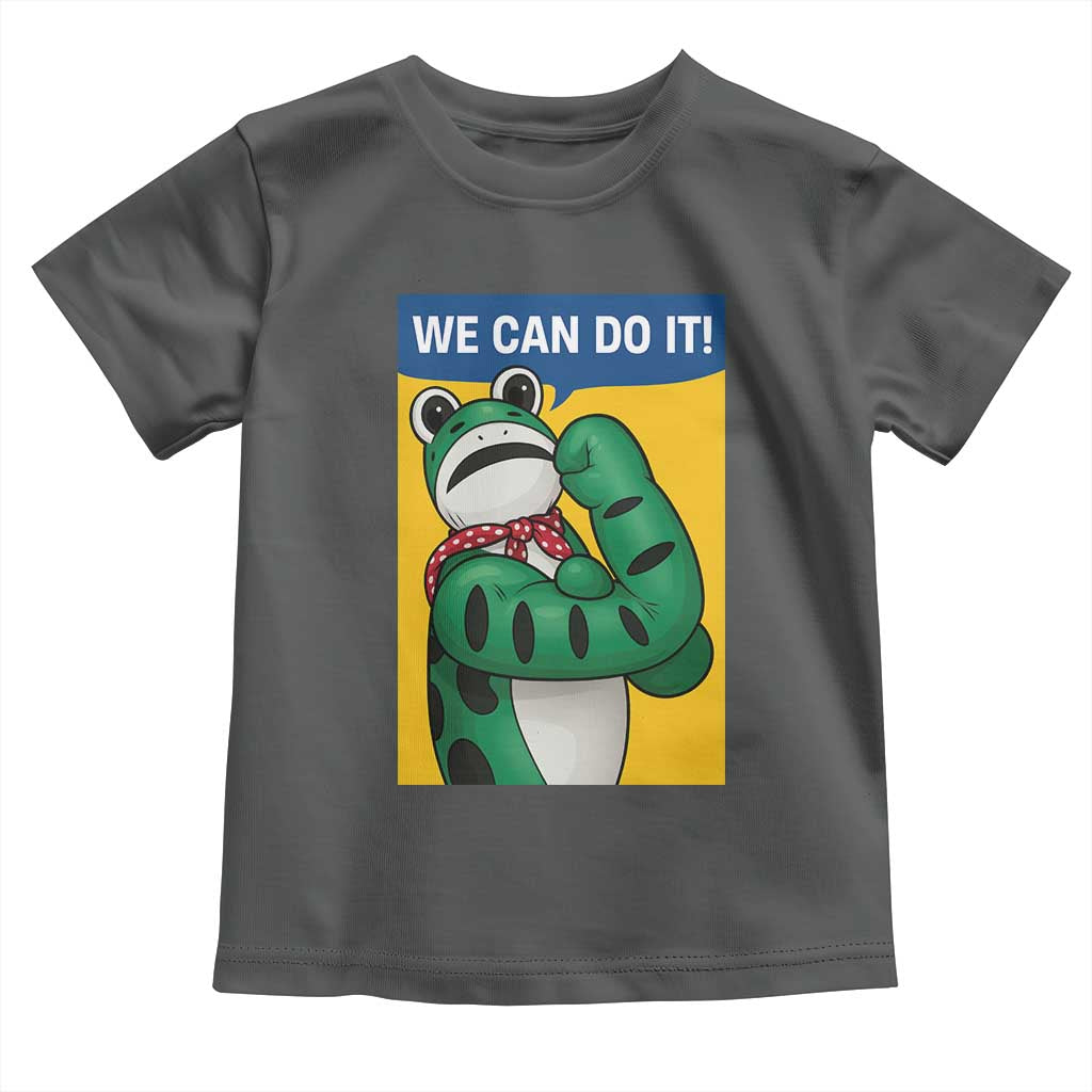 We Can Do It Rosie Frog Toddler T Shirt Resist Protest Parody Feminist Retro Poster TS02 Dark Heather Print Your Wear