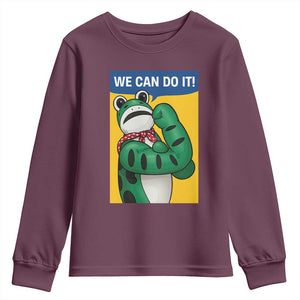 We Can Do It Rosie Frog Youth Sweatshirt Resist Protest Parody Feminist Retro Poster TS02 Maroon Print Your Wear