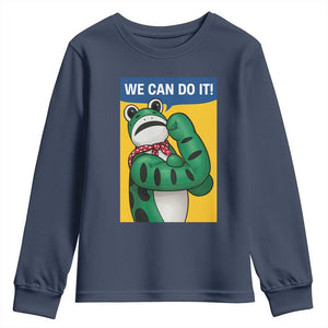 We Can Do It Rosie Frog Youth Sweatshirt Resist Protest Parody Feminist Retro Poster TS02 Navy Print Your Wear