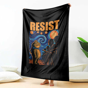 Starry Night Resist Frog Throw Blanket Resistance Protest Surreal Art Graphic TS02 Print Your Wear