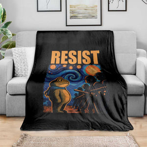 Starry Night Resist Frog Throw Blanket Resistance Protest Surreal Art Graphic TS02 Print Your Wear