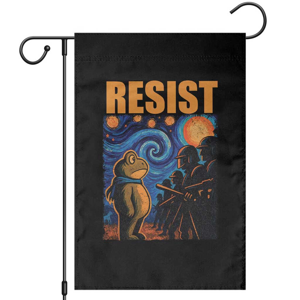 Starry Night Resist Frog Garden Flag Resistance Protest Surreal Art Graphic - Print Your Wear