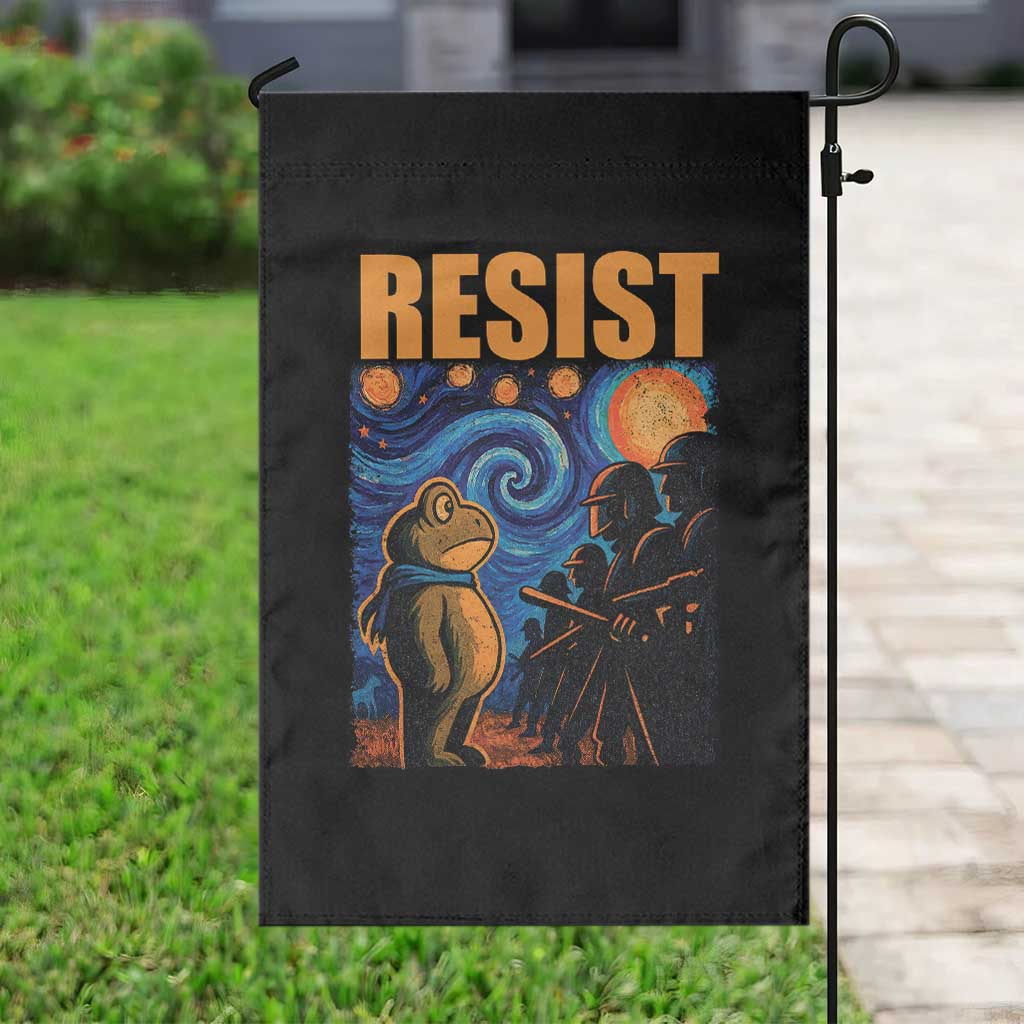 Starry Night Resist Frog Garden Flag Resistance Protest Surreal Art Graphic TS02 Print Your Wear