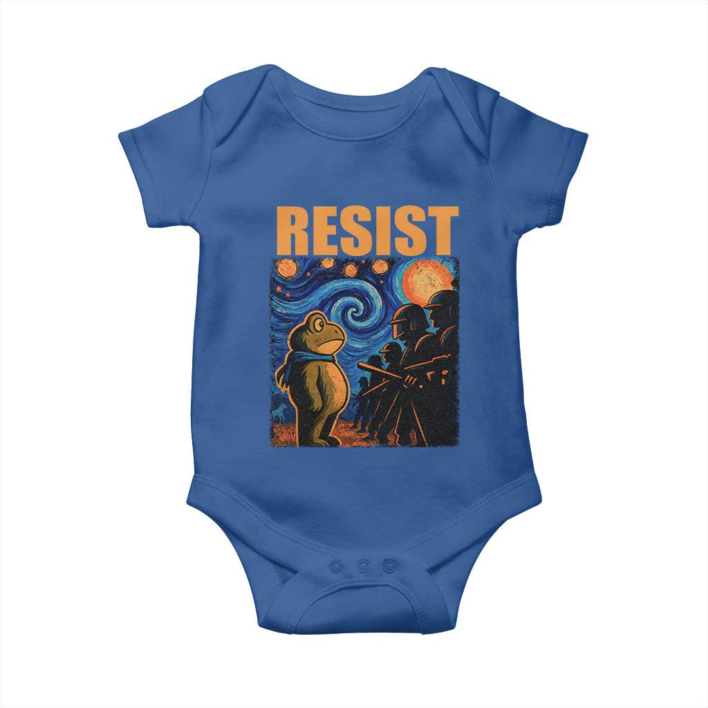 Starry Night Resist Frog Baby Onesie Resistance Protest Surreal Art Graphic TS02 Royal Blue Print Your Wear