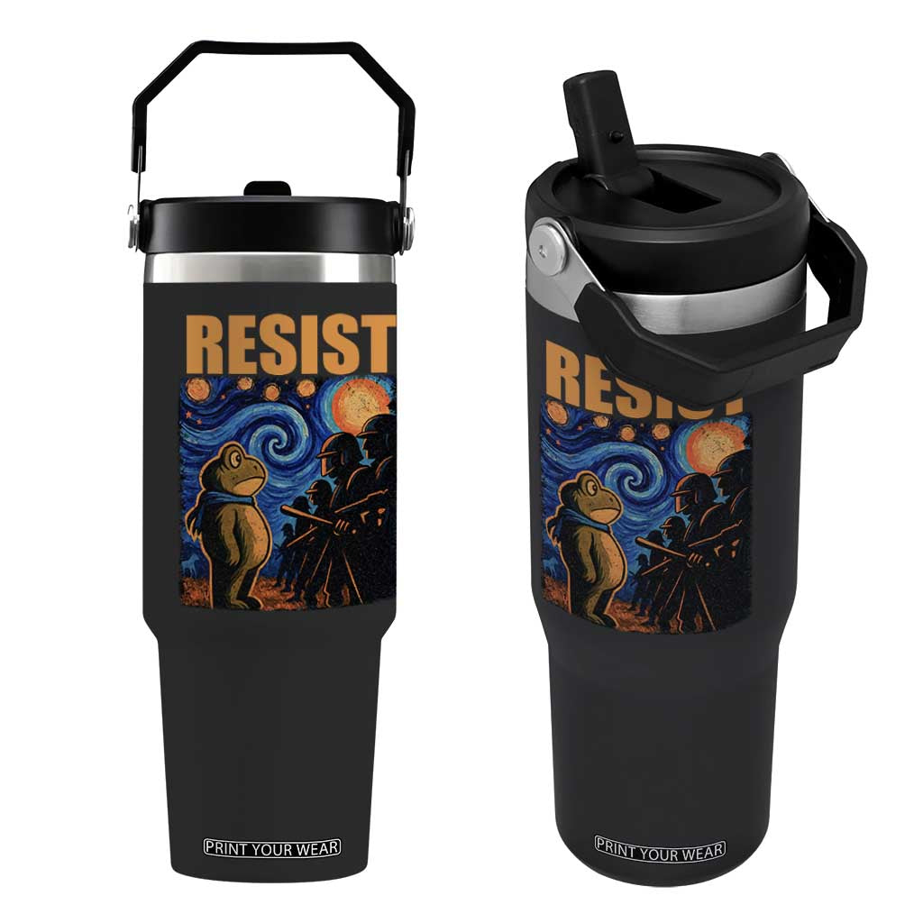 Starry Night Resist Frog Flip Straw Tumbler Resistance Protest Surreal Art Graphic TS02 One Size: 30 oz Black Print Your Wear