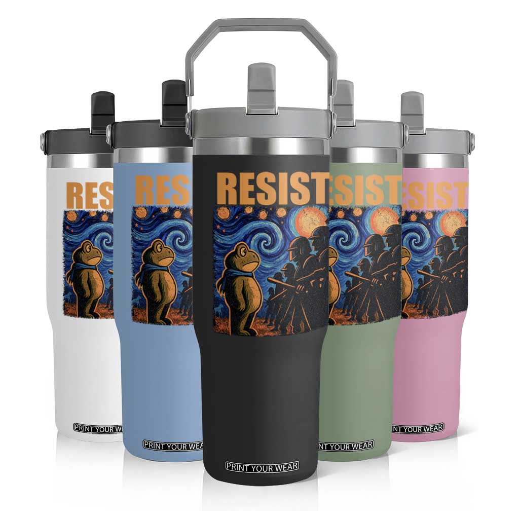 Starry Night Resist Frog Flip Straw Tumbler Resistance Protest Surreal Art Graphic TS02 Print Your Wear