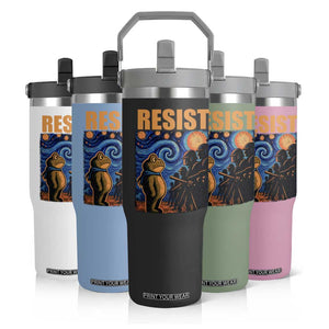 Starry Night Resist Frog Flip Straw Tumbler Resistance Protest Surreal Art Graphic TS02 Print Your Wear