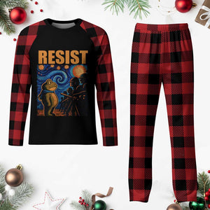 Starry Night Resist Frog Plaid Pajama Set Resistance Protest Surreal Art Graphic TS02 Buffalo Plaid Print Your Wear