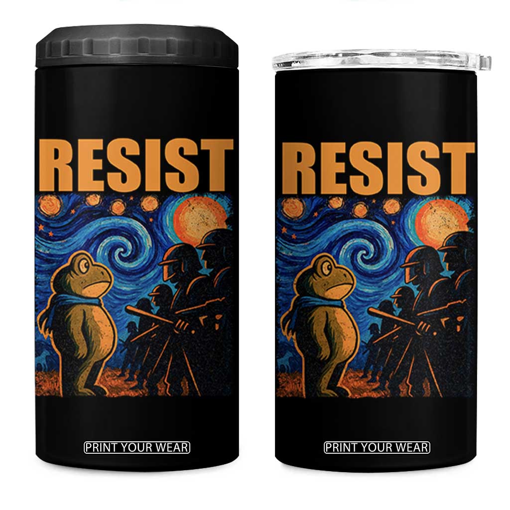 Starry Night Resist Frog 4 in 1 Can Cooler Tumbler Resistance Protest Surreal Art Graphic TS02 One Size: 16 oz Black Print Your Wear