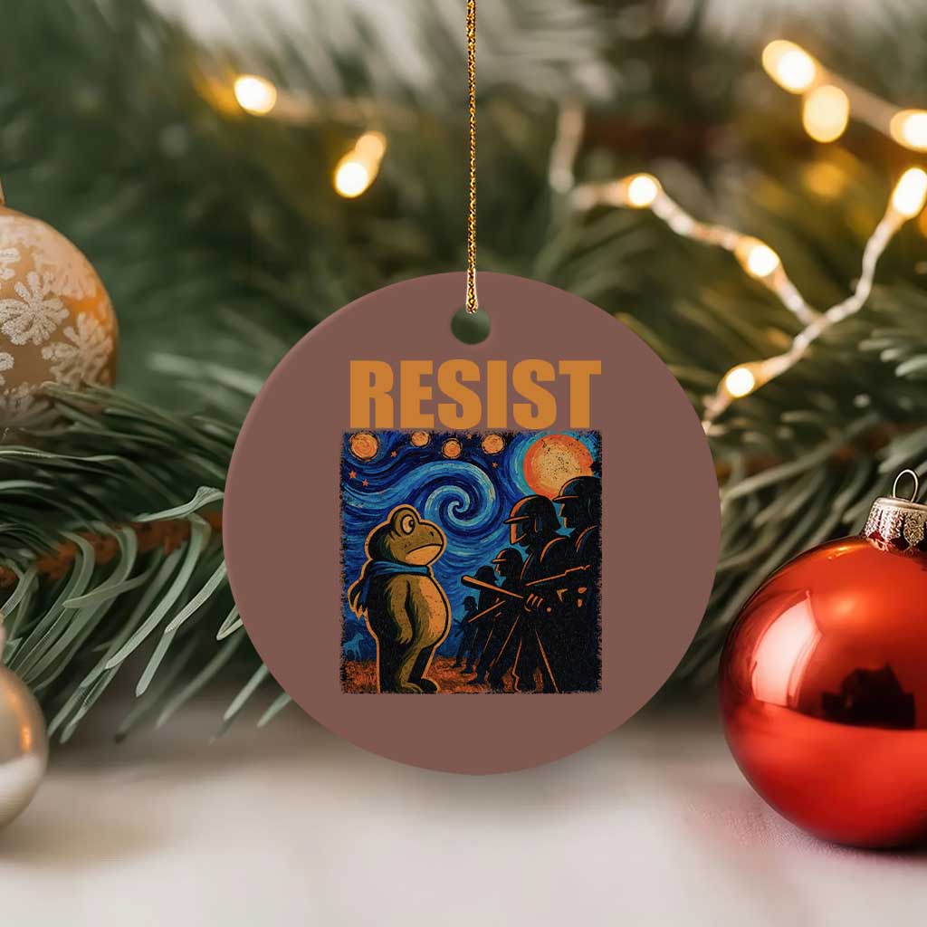 Starry Night Resist Frog Ceramic Ornament Resistance Protest Surreal Art Graphic TS02 1pc Mocha Print Your Wear