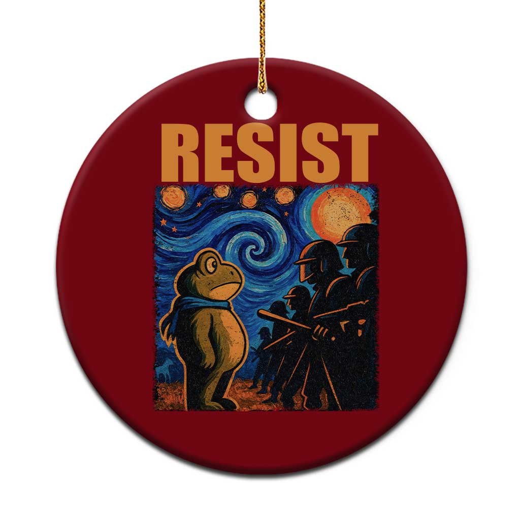 Starry Night Resist Frog Ceramic Ornament Resistance Protest Surreal Art Graphic - Print Your Wear