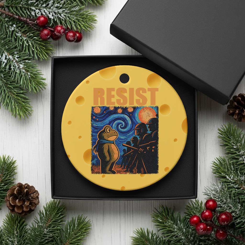 Starry Night Resist Frog Ceramic Ornament Resistance Protest Surreal Art Graphic TS02 1pc Yellow Cheese Print Your Wear