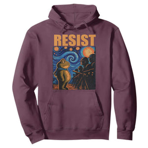 Starry Night Resist Frog Hoodie Resistance Protest Surreal Art Graphic TS02 Maroon Print Your Wear
