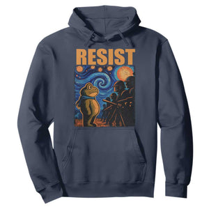 Starry Night Resist Frog Hoodie Resistance Protest Surreal Art Graphic TS02 Navy Print Your Wear