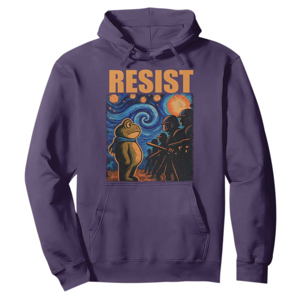 Starry Night Resist Frog Hoodie Resistance Protest Surreal Art Graphic TS02 Purple Print Your Wear