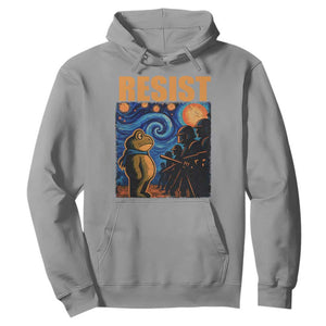 Starry Night Resist Frog Hoodie Resistance Protest Surreal Art Graphic TS02 Sport Gray Print Your Wear