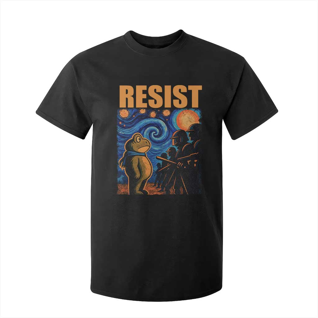 Starry Night Resist Frog T Shirt For Kid Resistance Protest Surreal Art Graphic - Print Your Wear