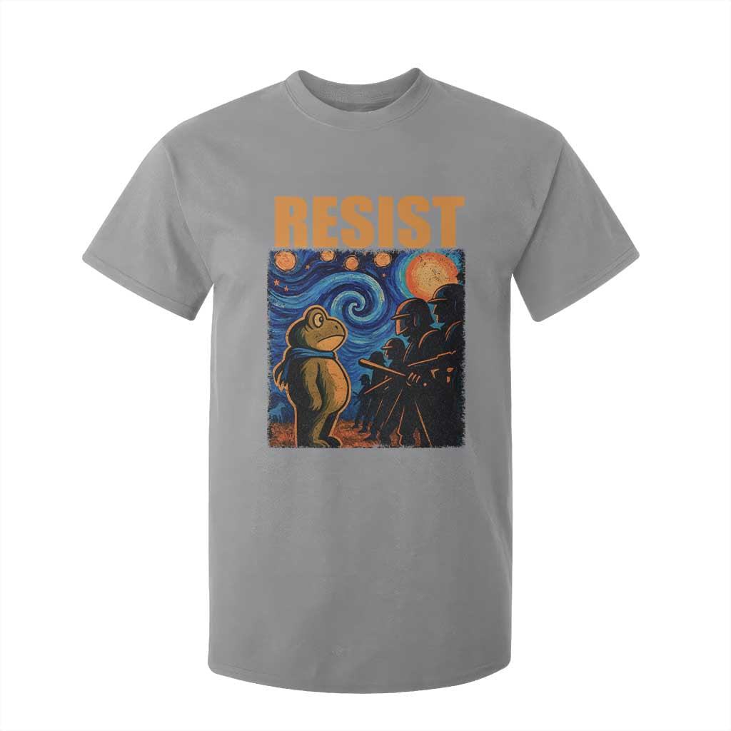Starry Night Resist Frog T Shirt For Kid Resistance Protest Surreal Art Graphic TS02 Sport Gray Print Your Wear