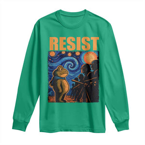 Starry Night Resist Frog Long Sleeve Shirt Resistance Protest Surreal Art Graphic TS02 Irish Green Print Your Wear