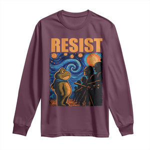 Starry Night Resist Frog Long Sleeve Shirt Resistance Protest Surreal Art Graphic TS02 Maroon Print Your Wear