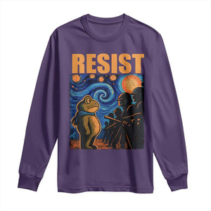 Starry Night Resist Frog Long Sleeve Shirt Resistance Protest Surreal Art Graphic TS02 Purple Print Your Wear